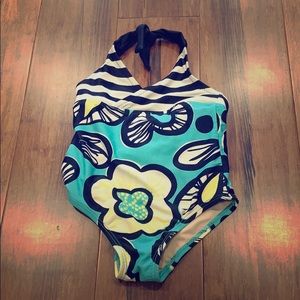 Black and white turquoise swim-3T
